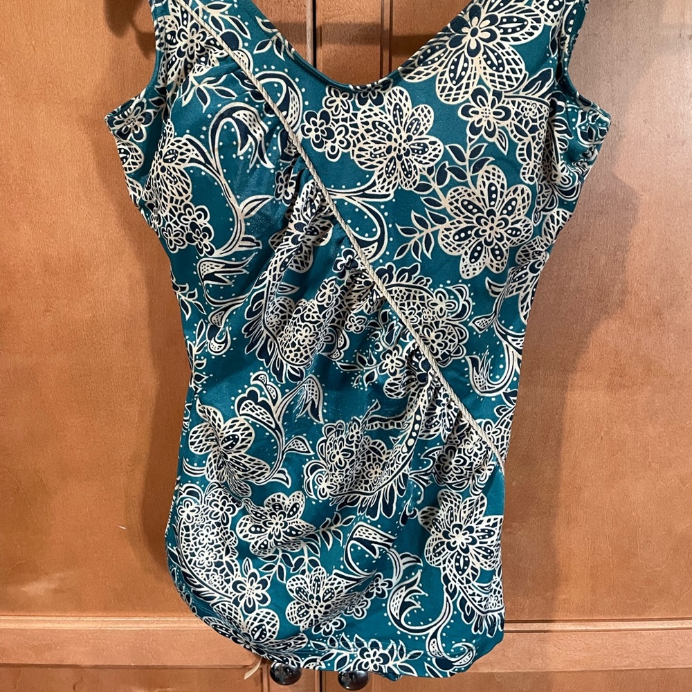 Vintage Teal and white swimsuit size 12